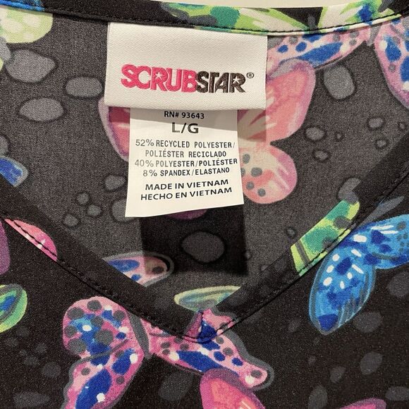 Scrubstar Scrubs Nurse Top Shirt Women’s Size Large Butterfly Print NEW with Tag - Picture 2 of 9